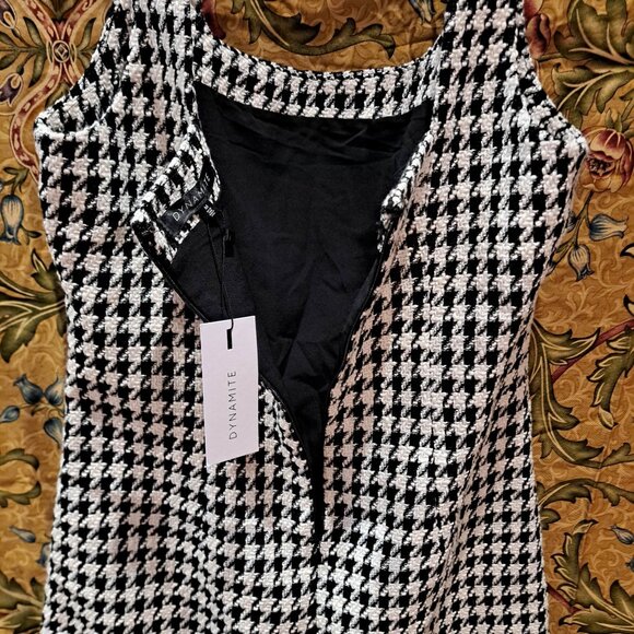 NWT new with tag open neck bare shift dress in a thick material houndstooth - Picture 8 of 10